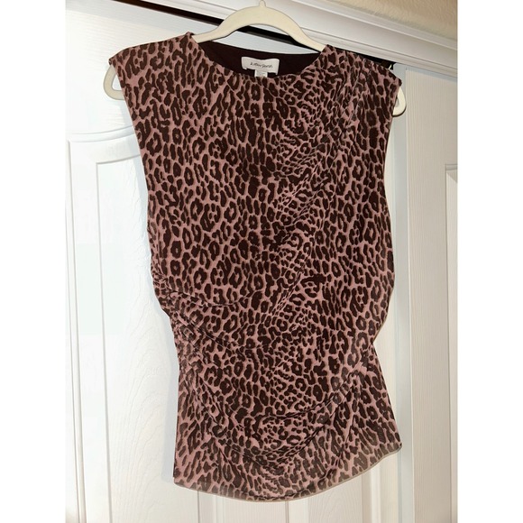 & Other Stories Mesh Leopard Print Drape Detail Sleeveless Top Women M - Picture 3 of 7